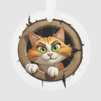 Eine Whimsikkatze mit hellgrünen Augen Pech Ornament