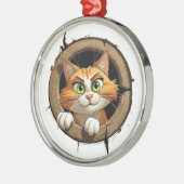 Eine Whimsikkatze mit hellgrünen Augen Pech Ornament Aus Metall (Links)