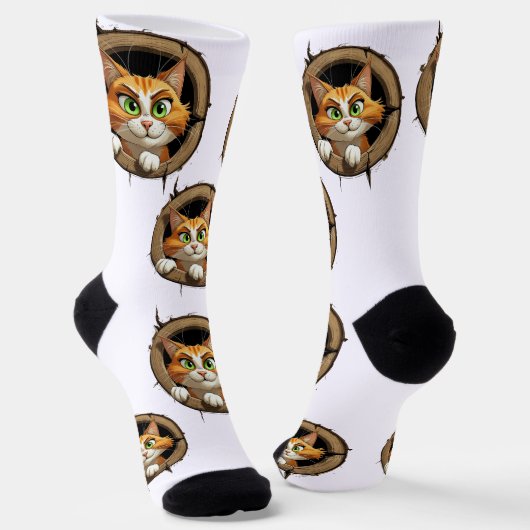 Eine Whimsikkatze mit hellgrünen Augen Pech Socken (Gewinkelt)