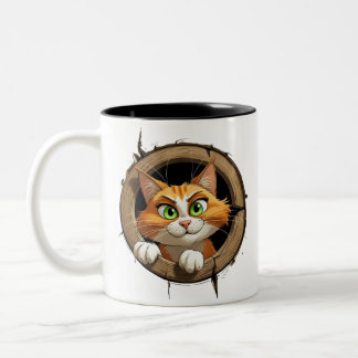 Eine Whimsikkatze mit hellgrünen Augen Pech Zweifarbige Tasse