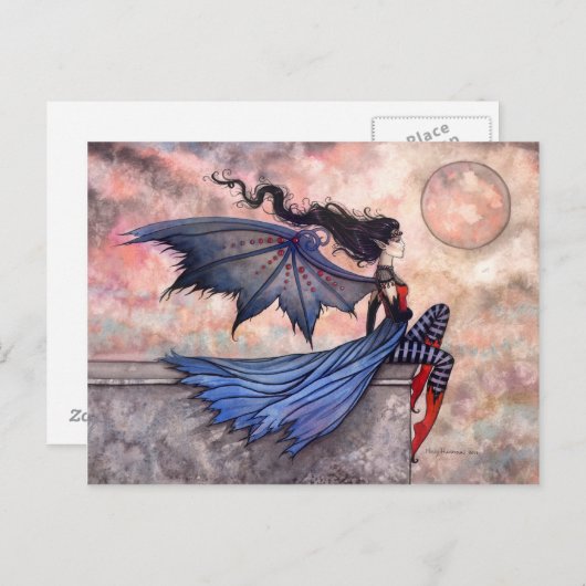 Eine Wicked Wind Gothic Fairy Vampire Postkarte (Vorne/Hinten)
