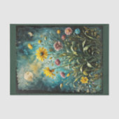 Eine Wiese aus gelben und violetten Blumen und der Seidenpapier (Vorderseite)