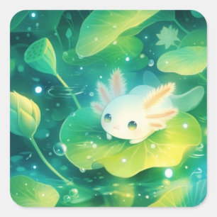 Eine Wiese aus Petalen Axolotl Geheimteich Quadratischer Aufkleber