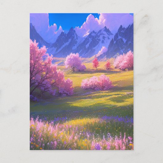 Eine Wiese in Cherry Blossom Splendor Postkarte (Vorderseite)