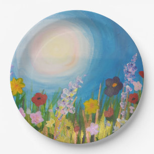 Eine Wiese von Wildblumen Pappteller