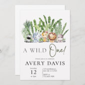 Eine Wild One Safari Geburtstagsparty Einladung (Vorne/Hinten)