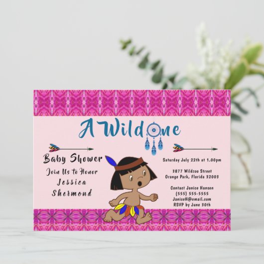 Eine wilde 1-Baby-Dusche, Tribal-Pfeile Abstrakt r Einladung (Stehend Vorderseite)