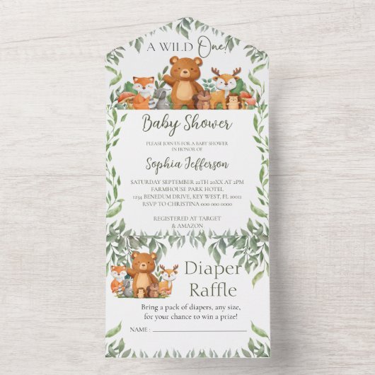 Eine wilde 1 Grünpflanzen-Waldtierdusche All In One Einladung (Innen Boden)