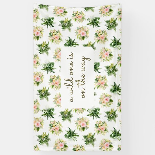 Eine wilde ist unterwegs - Tropical Baby Shower Banner (Vertikal)