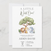 Eine wilde, Niedliche Jungle Safari Kinderdusche Einladung (Vorderseite)