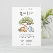 Eine wilde, Niedliche Jungle Safari Kinderdusche Einladung (Stehend Vorderseite)