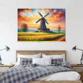 eine Windmühle auf einem Feld Leinwanddruck (Insitu (Schlafzimmer))