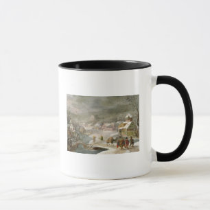 Eine Winter-Landschaft mit Reisenden auf einem Weg Tasse
