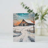 Eine Winter-Scheune Postkarte (Stehend Vorderseite)