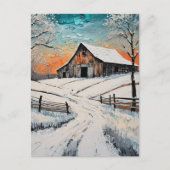 Eine Winter-Scheune Postkarte (Vorderseite)