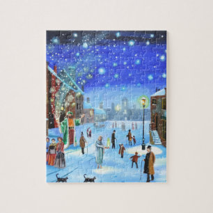 Eine Winter-Straßenszene Weihnachtscarols Scrooge Puzzle