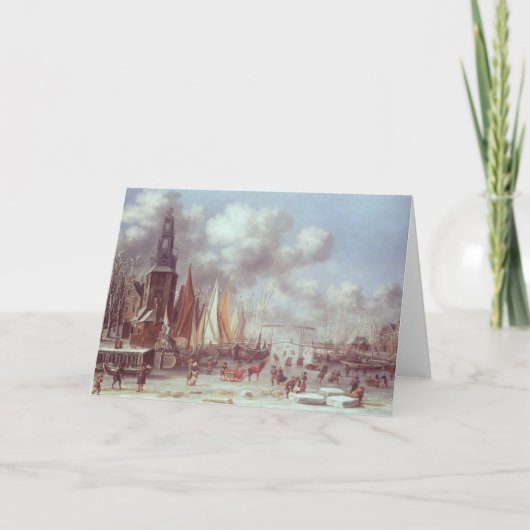 Eine Winter-Szene in Amsterdam Feiertagskarte (Vorderseite)