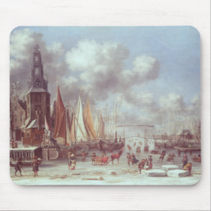 Eine Winter-Szene in Amsterdam Mousepad