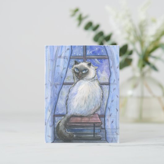 Eine Winterkatze. Postkarte (Stehend Vorderseite)