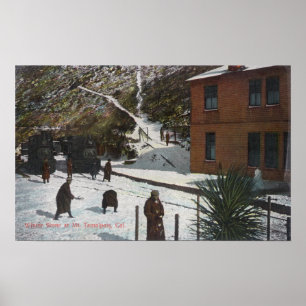 Eine Winterlandschaft, Erwachsene im Schnee Poster