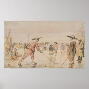 Eine Winterlandschaft mit zwei Herren, die Colf sp Poster