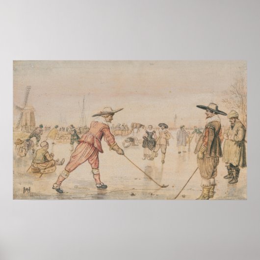 Eine Winterlandschaft mit zwei Herren, die Colf sp Poster (Vorne)