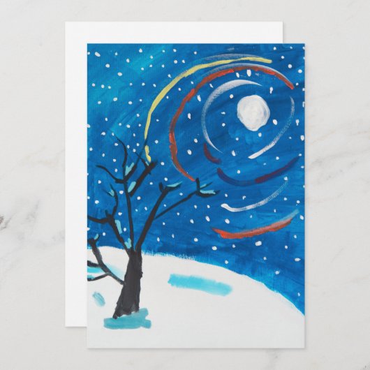 Eine Winternacht Feiertagskarte (Vorne/Hinten)