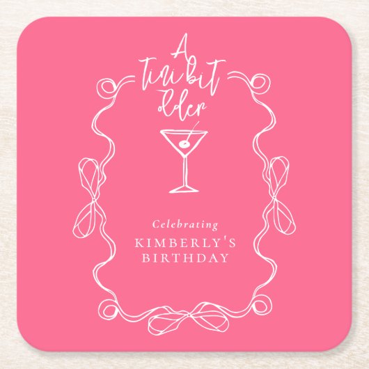 Eine winzige, etwas ältere, handgezeichnete rosa G Rechteckiger Pappuntersetzer (Vorderseite)