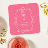 Eine winzige, etwas ältere, handgezeichnete rosa G Rechteckiger Pappuntersetzer