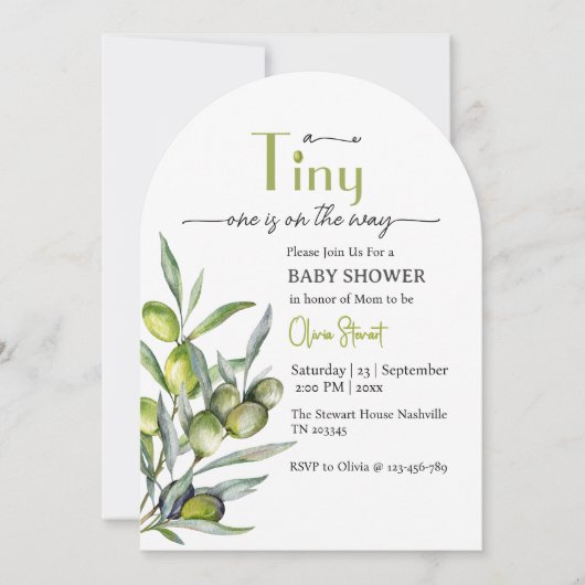 Eine winzige ist auf dem Weg zur Baby-Dusche Einladung (Vorderseite)