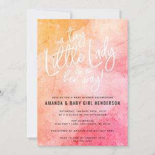 Eine winzige kleine Dame Baby Shower (rosa/orange) Einladung
