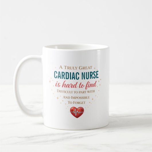 Eine wirklich großartige Herzkrankenschwester mit  Kaffeetasse (Links)