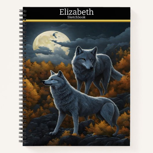 Eine Wolfserenade unter dem bezaubernden Mondlicht Notizblock (Vorderseite)