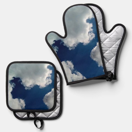 Eine Wolkenkurve Ofenhandschuh & Topflappen-Set (Vorderseite/Rückseite)