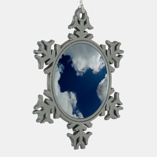 Eine Wolkenkurve Schneeflocken Zinn-Ornament (Links)