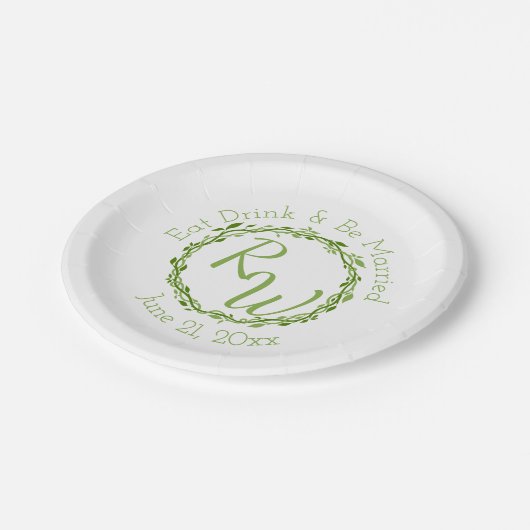 Eine Woodsy-Elegance | Hochzeitlicher Weingarten P Pappteller (Schrägansicht)