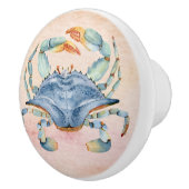 Eine wunderschöne blaue Krabbe mit Wasserfarben un Keramikknauf (Rechts)