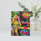 Eine wunderschöne Drag Queen, bunte Pop-Art Postkarte (Stehend Vorderseite)