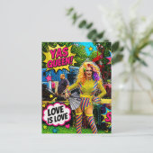 Eine wunderschöne Drag Queen, bunte Pop-Art Postkarte (Stehend Vorderseite)
