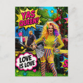 Eine wunderschöne Drag Queen, bunte Pop-Art Postkarte (Vorderseite)