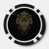 Eine wunderschöne filigrane goldene Lotus-Blume. Pokerchips (Rückseite)