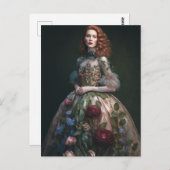 Eine wunderschöne Frau in Blumendress AI Generiert Postkarte (Vorne/Hinten)