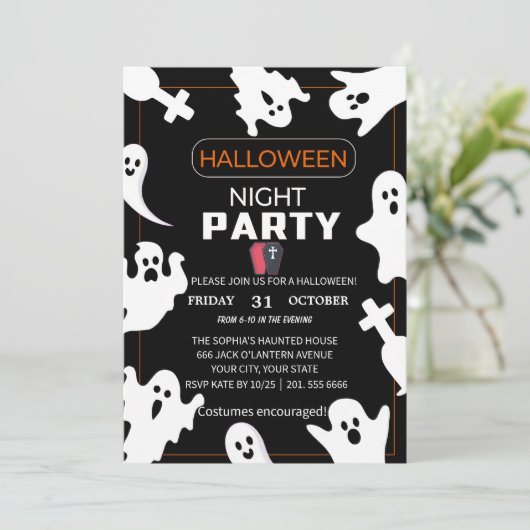 Eine wunderschöne Nacht mit Geistern - Einladung z (Stehend Vorderseite)