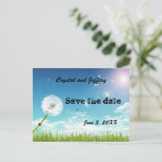 Eine Wunschhochzeit speichern das Datum Ankündigungspostkarte (Stehend Vorderseite)