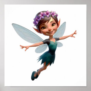 Eine zauberhafte kleine Cartoon Fairy Poster