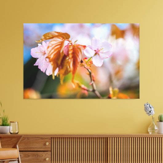 Eine zauberhafte Sakura-Blume auf einer Twig im Fr Leinwanddruck (Insitu (Wohnzimmer))