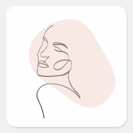 Eine Zeichnend Frauengesicht Quadratischer Aufkleber