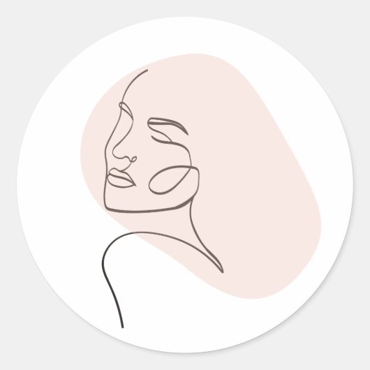 Eine Zeichnend Frauengesicht Runder Aufkleber (Vorderseite)