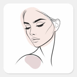 Eine Zeile Frauenfeld Zeichne No3 (mit Farbe) Quadratischer Aufkleber