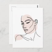 Eine Zeile Frauengesicht Zeichne No2 Postkarte (Vorne/Hinten)